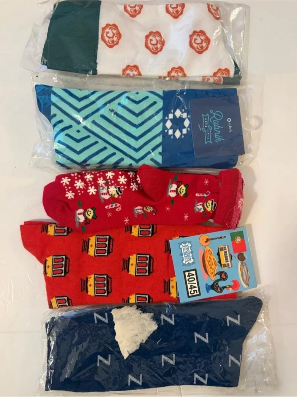 5-Pack Novelty Graphic Crew Socks Bundle Travel Holiday Portugal ZenHub Rubrik
